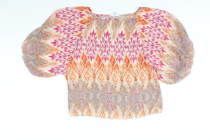Additional front view of Red Herring women’s multicoloured geometric polyester basic blouse, round neck - semi sheer
