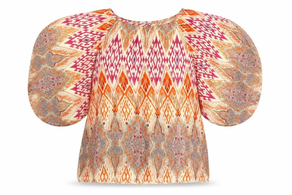 Red Herring Womens Multicoloured Geometric Polyester Basic Blouse Size 14 Round Neck - Semi Sheer
