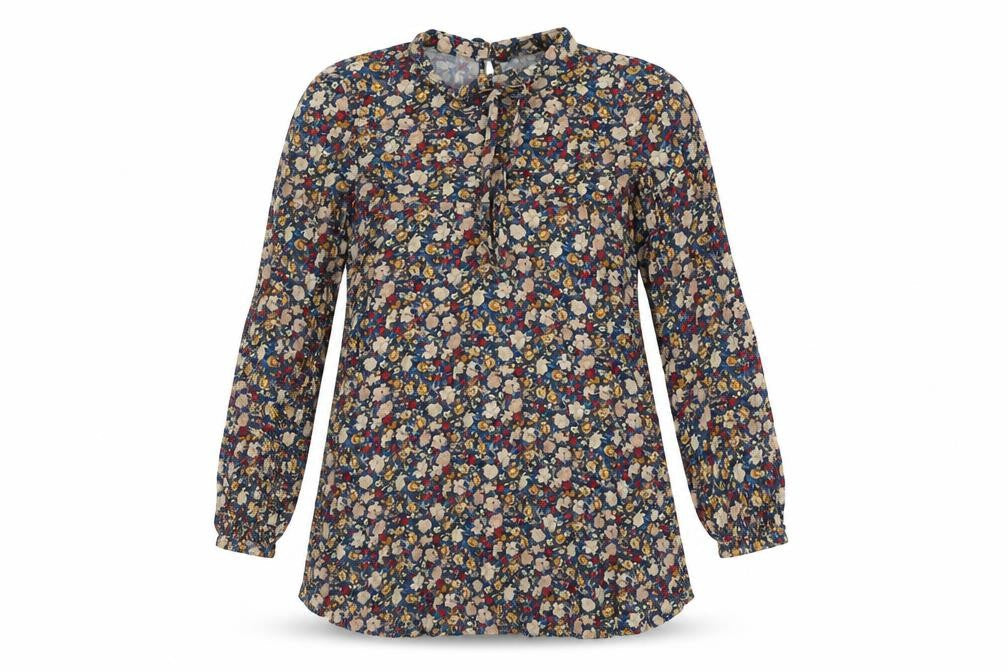 Zara Womens Multicoloured Floral Polyester Mini Size M Round Neck Button - Tie Detail