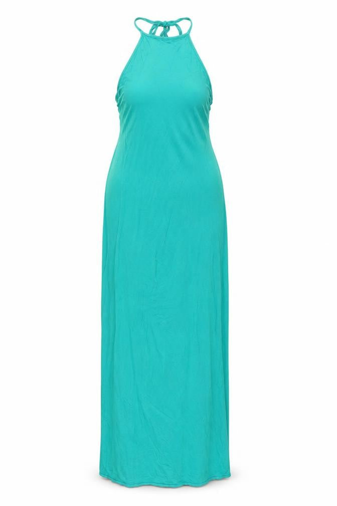 PRETTYLITTLETHING Womens Green Viscose Maxi Size 14 Halter Tie - Backless