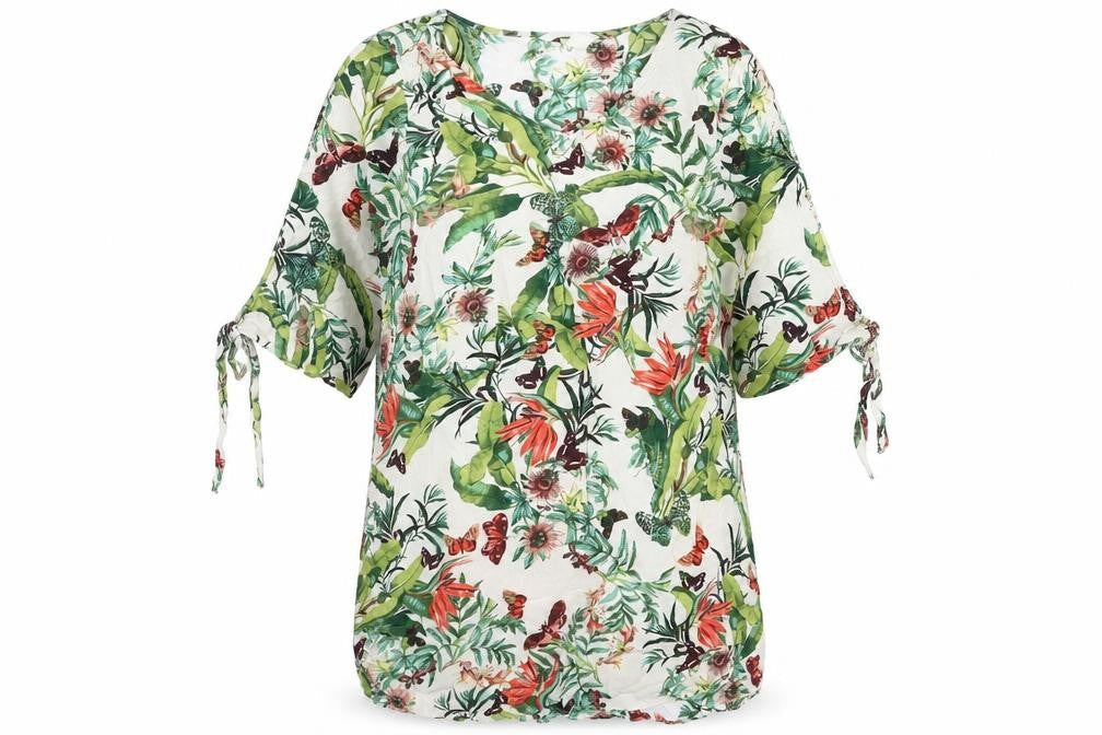 H&M Womens Multicoloured Floral Viscose Mini Size 12 V-Neck Pullover - Tie Detail