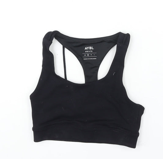 Aybl Womens Black Polyester Cropped Tank Size S Scoop Neck Pullover - Logo
