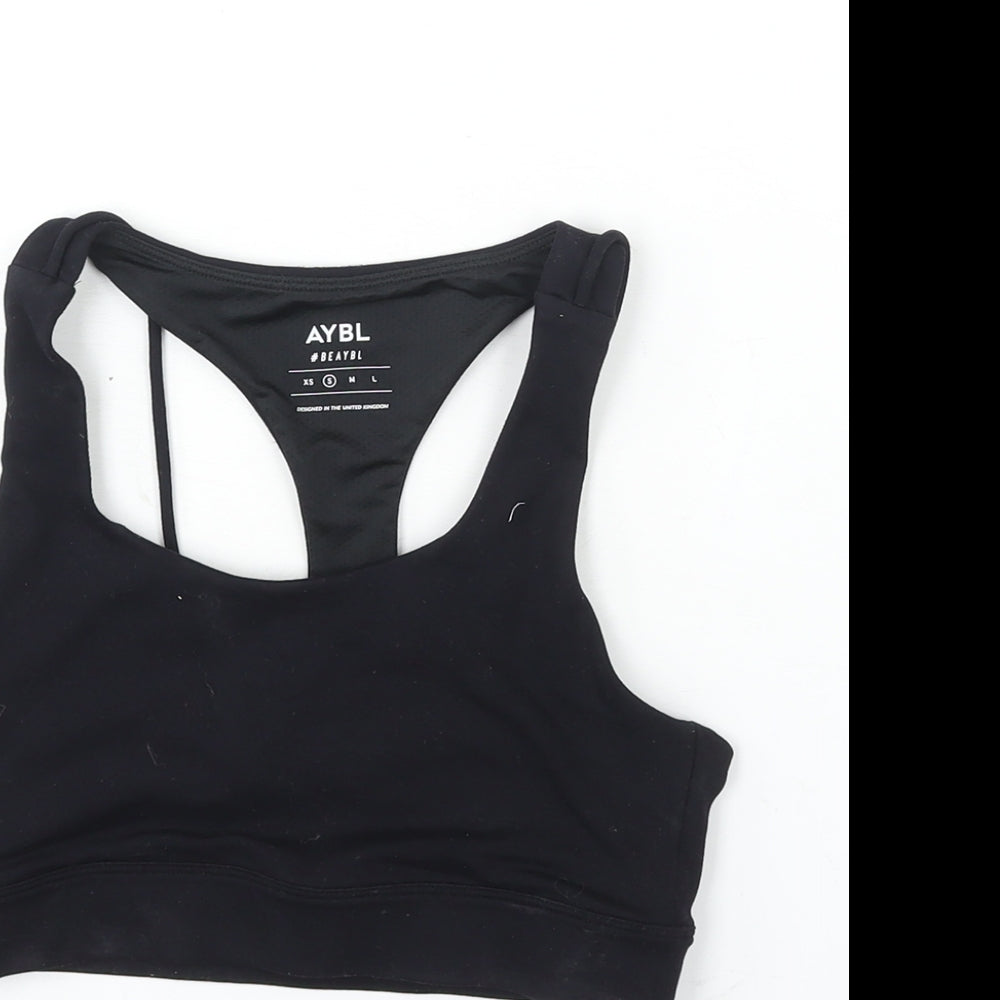 Aybl Womens Black Polyester Cropped Tank Size S Scoop Neck Pullover - Logo