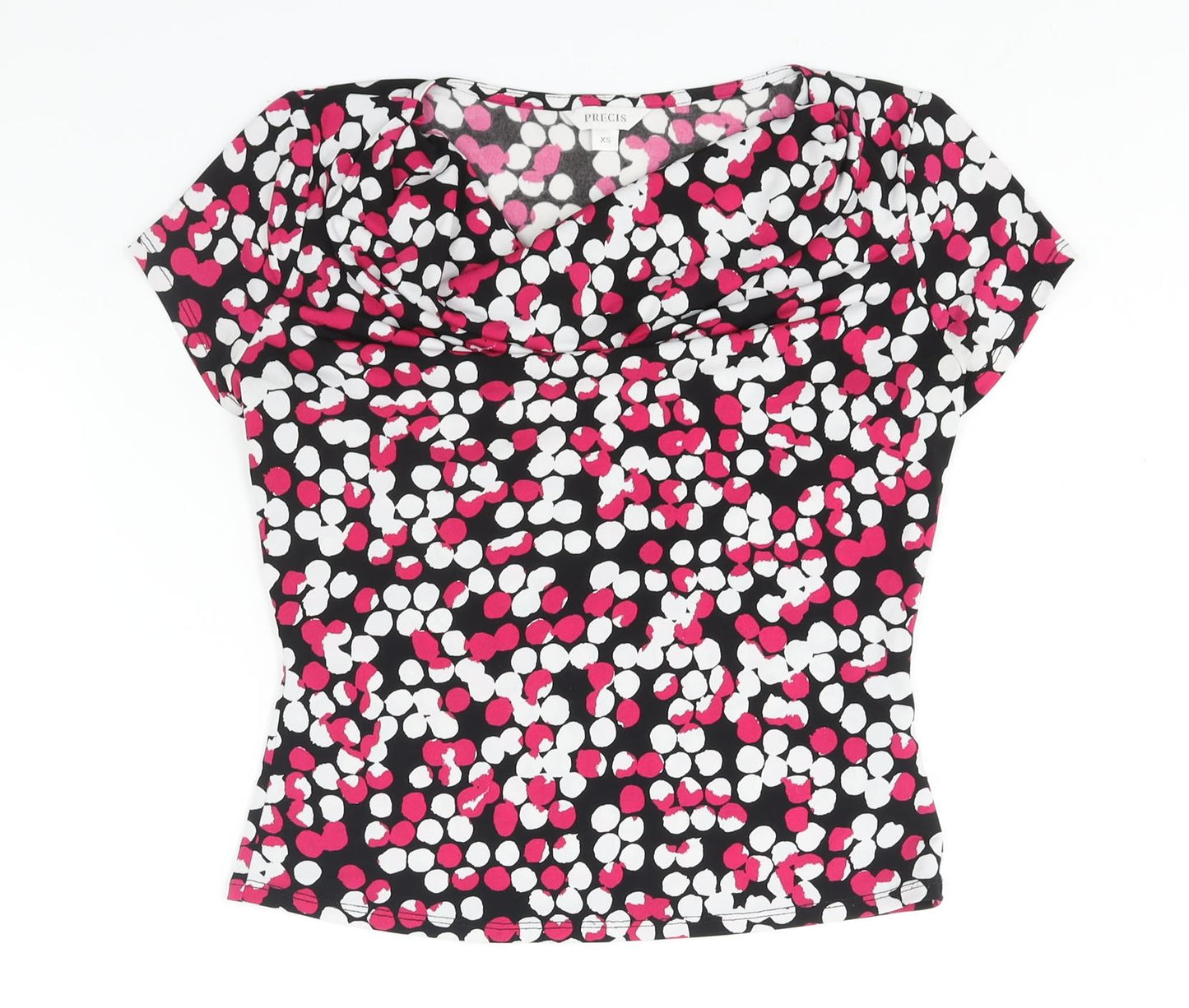 Precis Womens Multicoloured Geometric Polyester Basic Blouse Size XS Cowl Neck