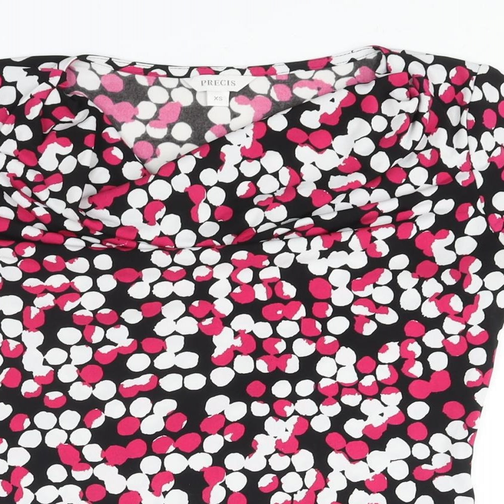 Precis Womens Multicoloured Geometric Polyester Basic Blouse Size XS Cowl Neck