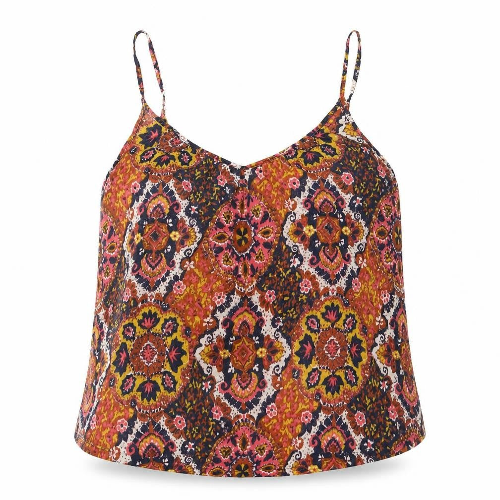 H&M Womens Multicoloured Geometric Polyester Camisole Blouse Size S Scoop Neck