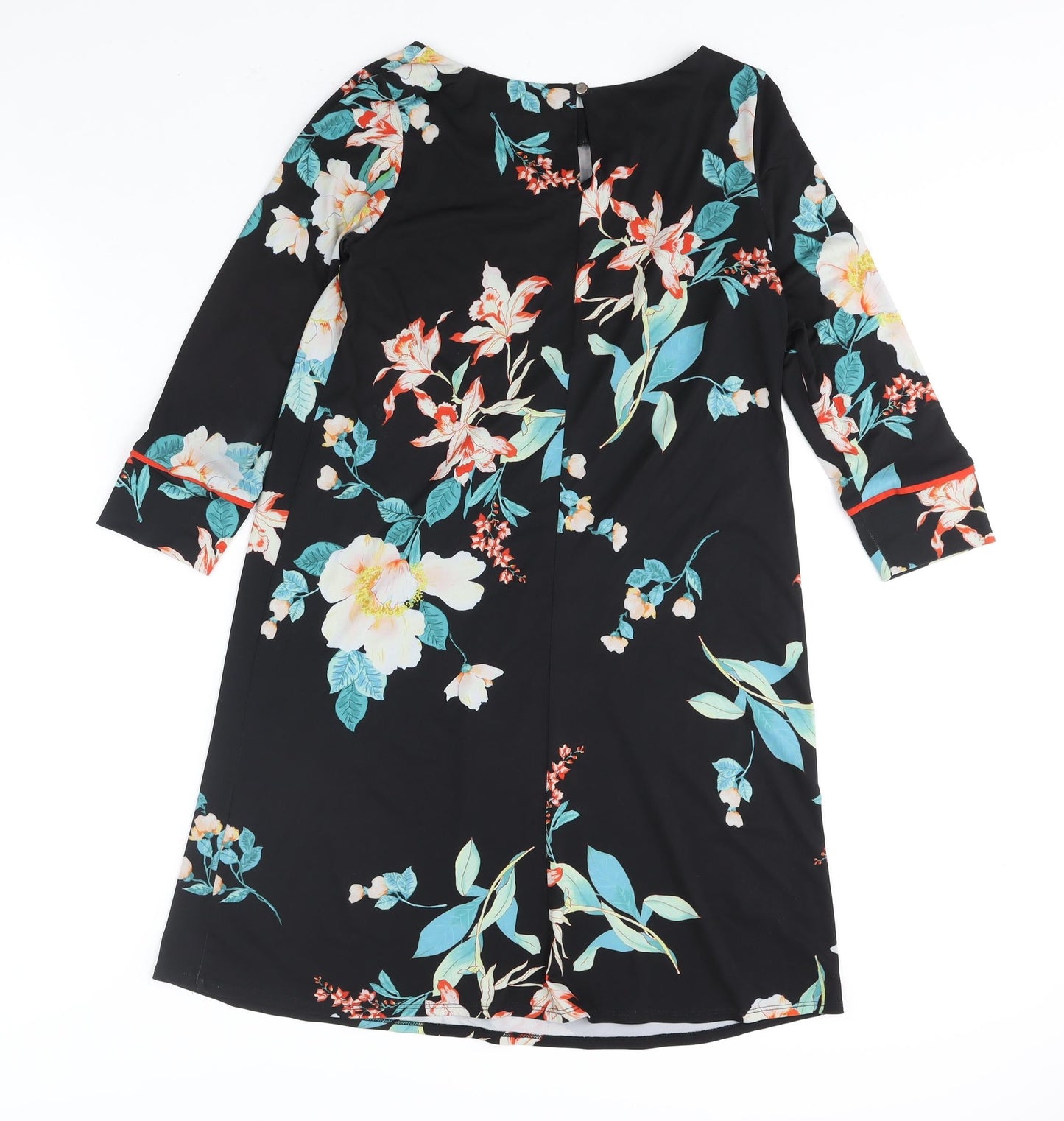 Wallis Womens Black Floral Polyester Shift Size 8 Round Neck Pullover