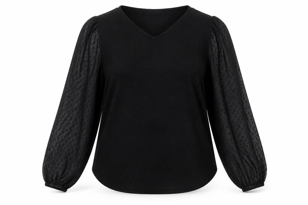 Quiz Womens Black Round Neck Polyester Pullover Jumper Size 18 - Semi Sheer Sleeves