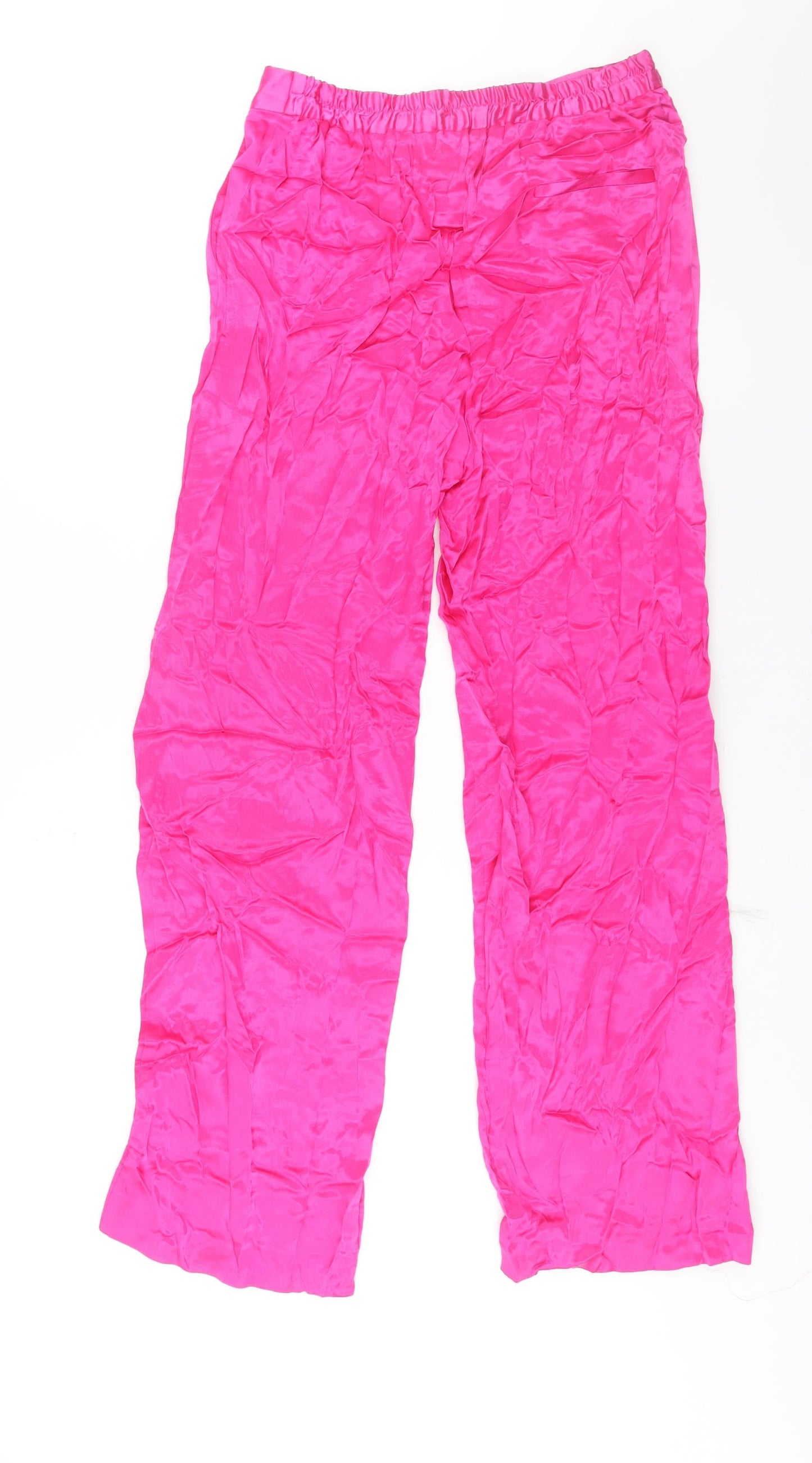 Zara Womens Pink Viscose Trousers Size M L31 in Regular