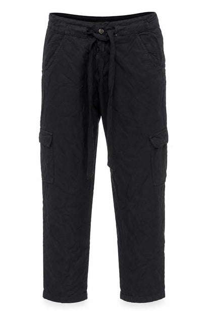Saint Tropez Clothing Womens Black Cotton Trousers Size M L30 in Regular Zip - Belted