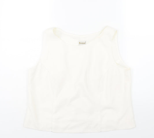 Roman Womens White Polyester Camisole Blouse Size 18 Round Neck - Lace Piping Detail