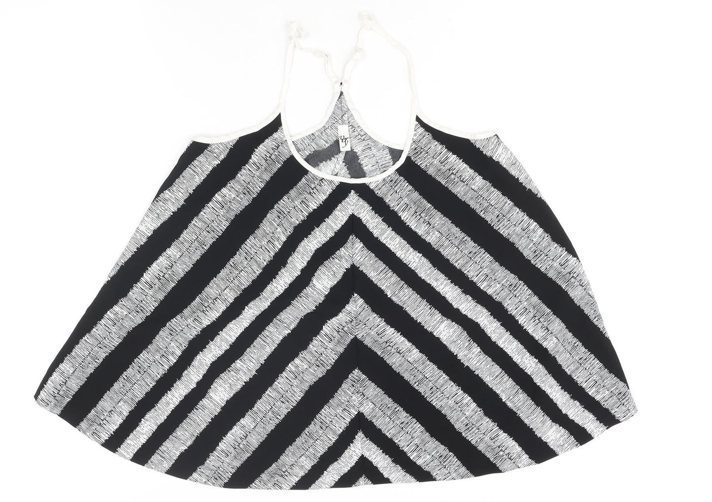Very Womens Black Striped Polyester Camisole Blouse Size 10 Scoop Neck