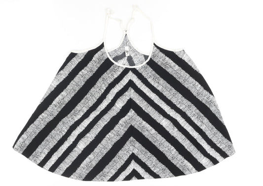 Very Womens Black Striped Polyester Camisole Blouse Size 10 Scoop Neck