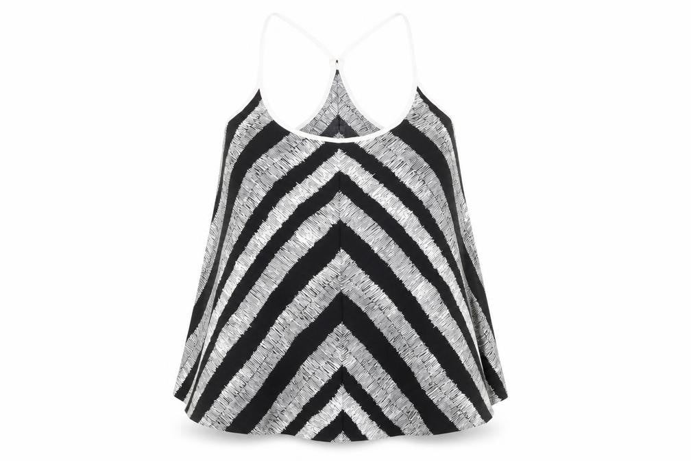 Very Womens Black Striped Polyester Camisole Blouse Size 10 Scoop Neck