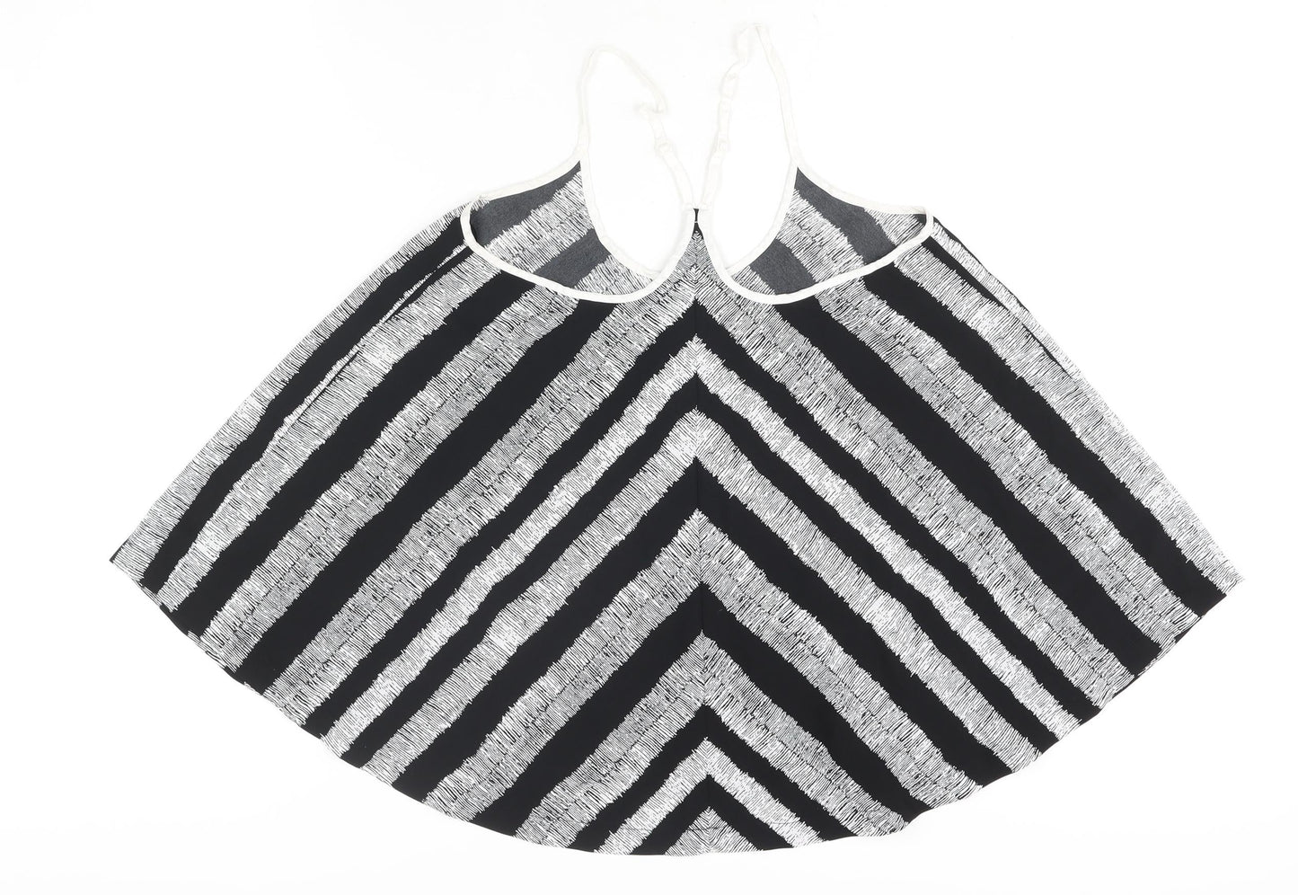 Very Womens Black Striped Polyester Camisole Blouse Size 10 Scoop Neck