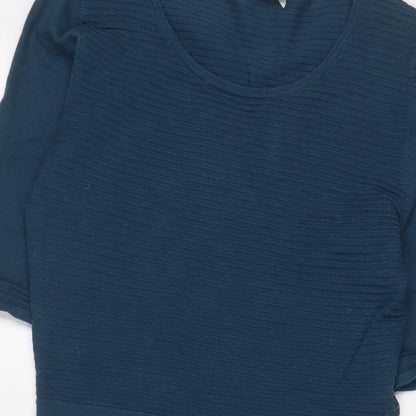 Oasis Womens Blue Cotton A-Line Size M Crew Neck Pullover