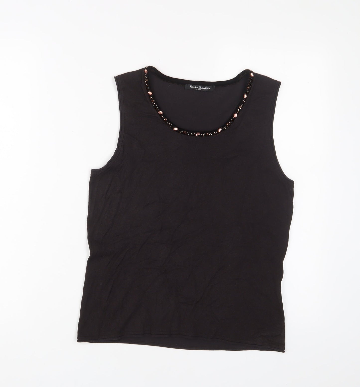 Betty Barclay Womens Brown Viscose Basic Tank Size 12 Scoop Neck - Beaded