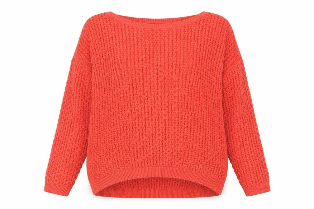 New Look Womens Red Boat Neck Acrylic Pullover Jumper Size 12