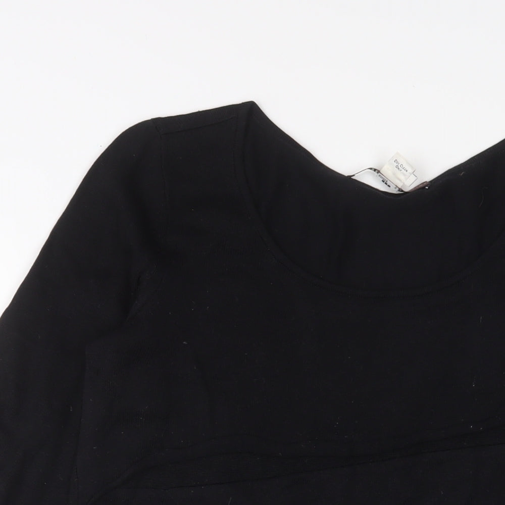 Peruvian Connection Womens Black Cotton Jumper Dress Size M Scoop Neck Pullover