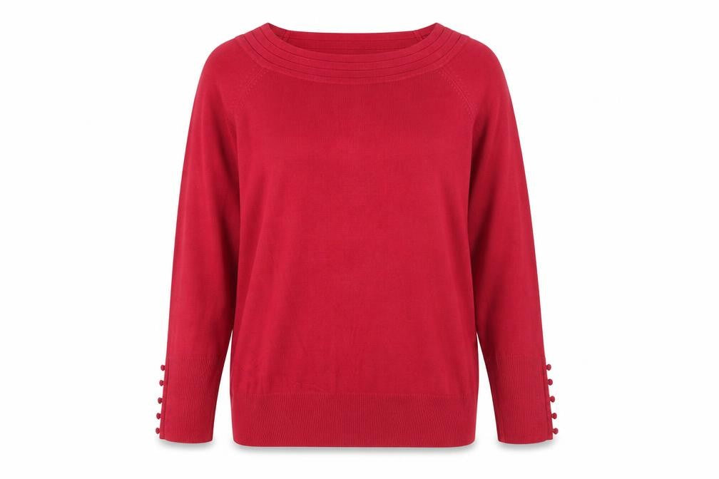 Marks & Spencer Womens Pink Boat Neck Acrylic Pullover Jumper Size M - Buttons