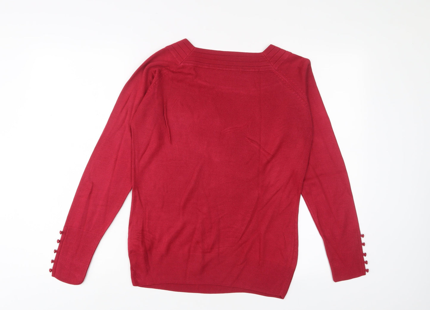 Marks and Spencer Womens Pink Boat Neck Acrylic Pullover Jumper Size M - Buttons