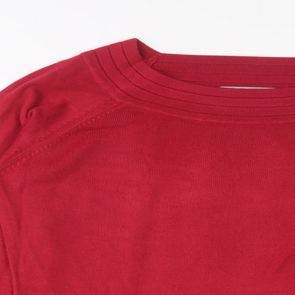 Marks & Spencer Womens Pink Boat Neck Acrylic Pullover Jumper Size M - Buttons