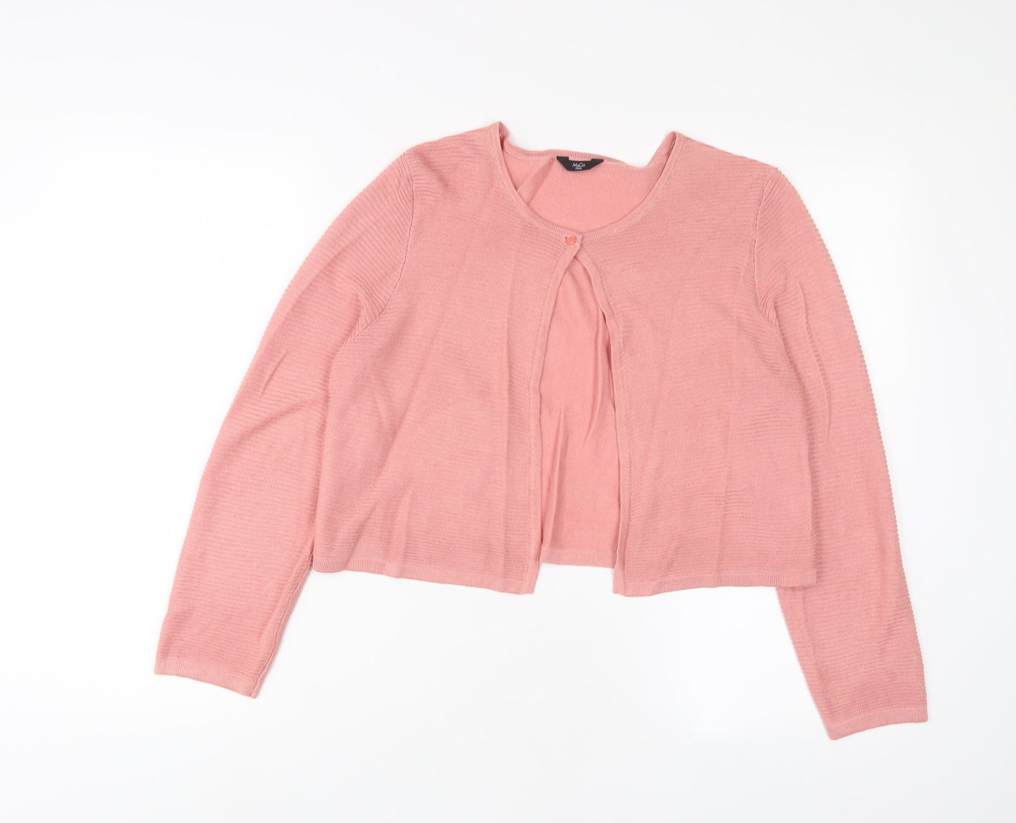 M&Co Womens Pink Crew Neck Viscose Cardigan Jumper Size 14