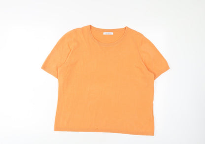 Classics Womens Orange Crew Neck Acrylic Pullover Jumper Size 16