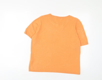 Classics Womens Orange Crew Neck Acrylic Pullover Jumper Size 16