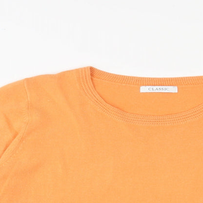 Classics Womens Orange Crew Neck Acrylic Pullover Jumper Size 16