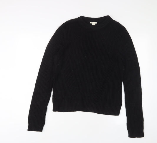 H&M Womens Black Crew Neck Acrylic Pullover Jumper Size M