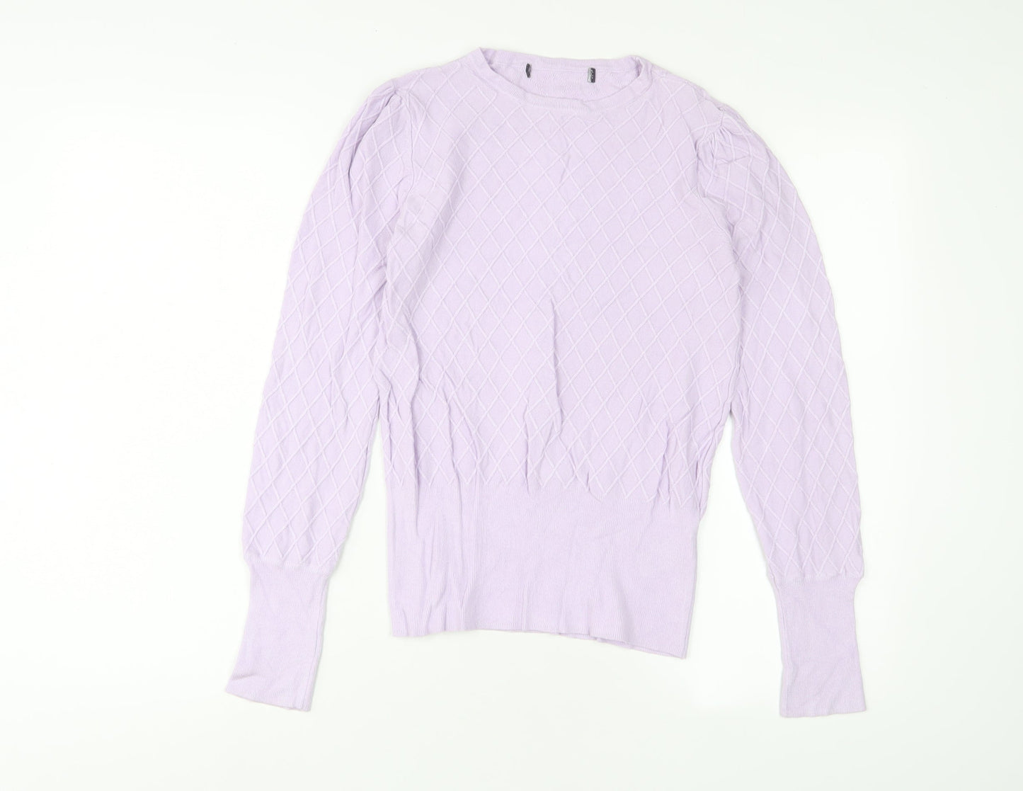 Marks and Spencer Womens Purple Crew Neck Viscose Pullover Jumper Size 8 - Embroidered