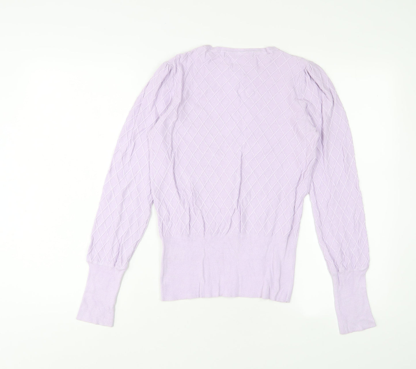 Marks and Spencer Womens Purple Crew Neck Viscose Pullover Jumper Size 8 - Embroidered