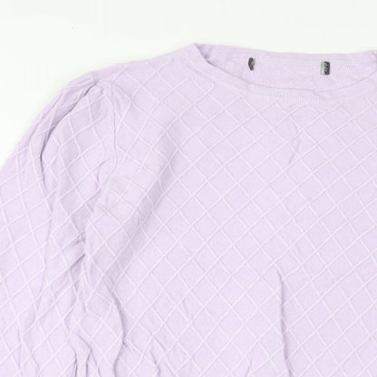 Marks & Spencer Womens Purple Crew Neck Viscose Pullover Jumper Size 8 - Embroidered