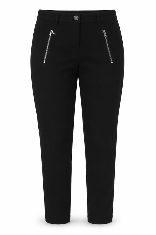 Soyaconcept Womens Black Viscose Trousers Size 8 L25 in Regular Zip