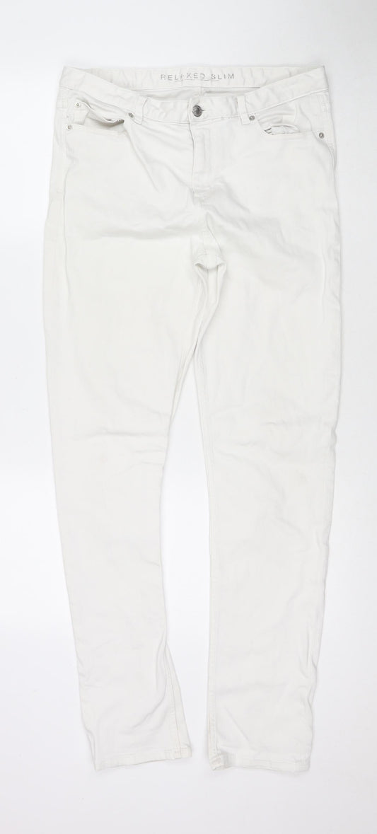 Marks and Spencer Womens White Cotton Skinny Jeans Size 12 L31 in Regular Zip