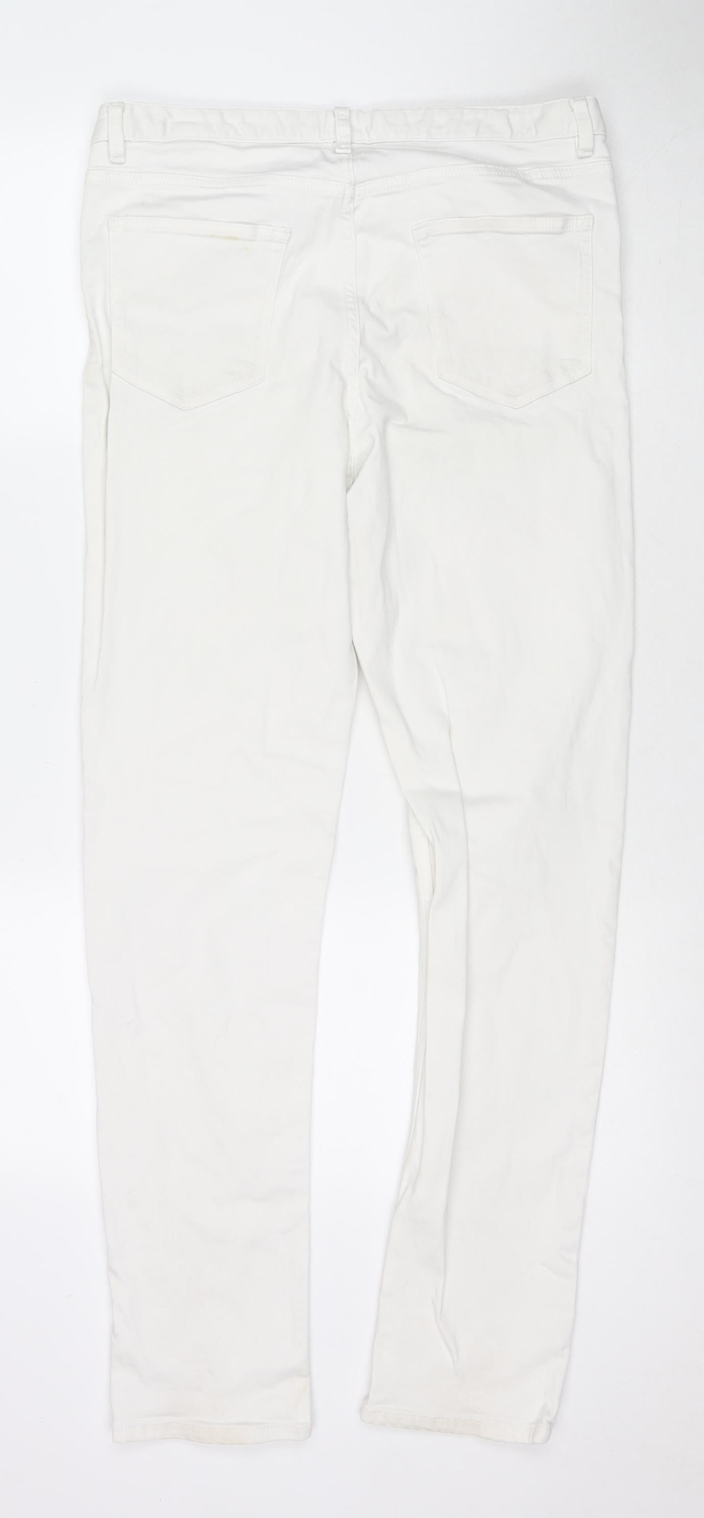 Marks and Spencer Womens White Cotton Skinny Jeans Size 12 L31 in Regular Zip