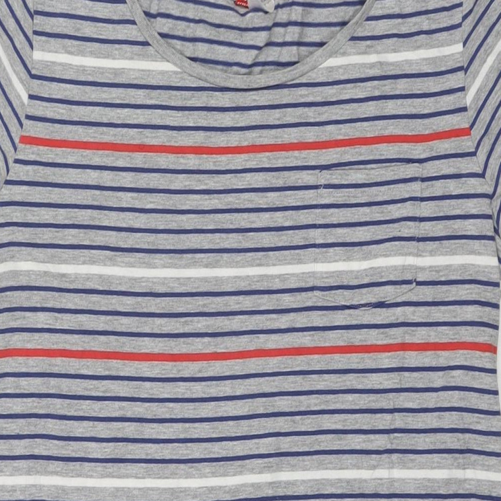 Divided by H&M Womens Grey Striped Cotton T-Shirt Dress Size 14 Round Neck Pullover