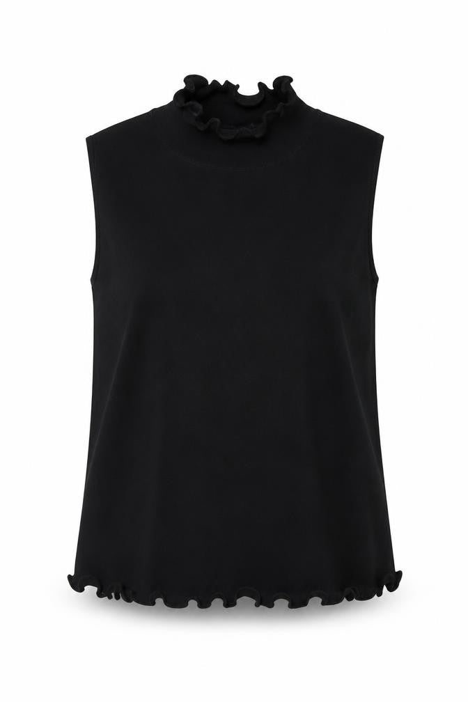 Zara Womens Black Polyester Basic Tank Size S Round Neck