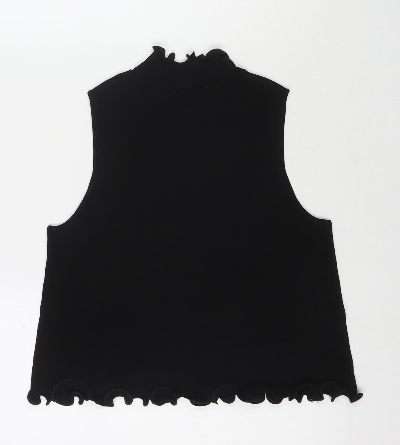 Zara Womens Black Polyester Basic Tank Size S Round Neck