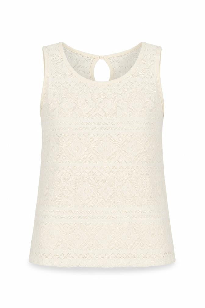 Stradivarius Womens Ivory Polyester Basic Tank Size S Round Neck