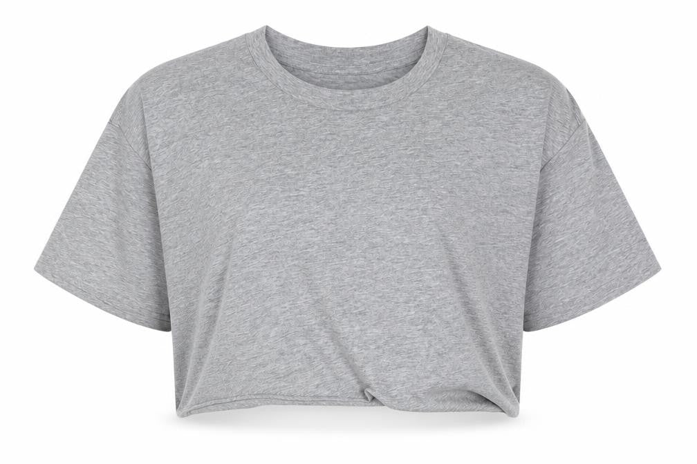 Lefties Womens Grey Polyester Cropped T-Shirt Size M Round Neck