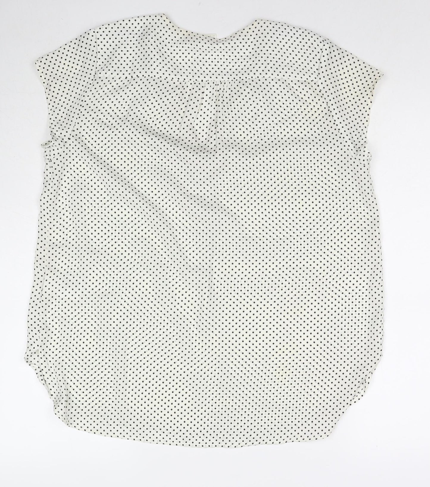 Marks and Spencer Womens White Polka Dot Polyester Basic Blouse Size 12 Round Neck