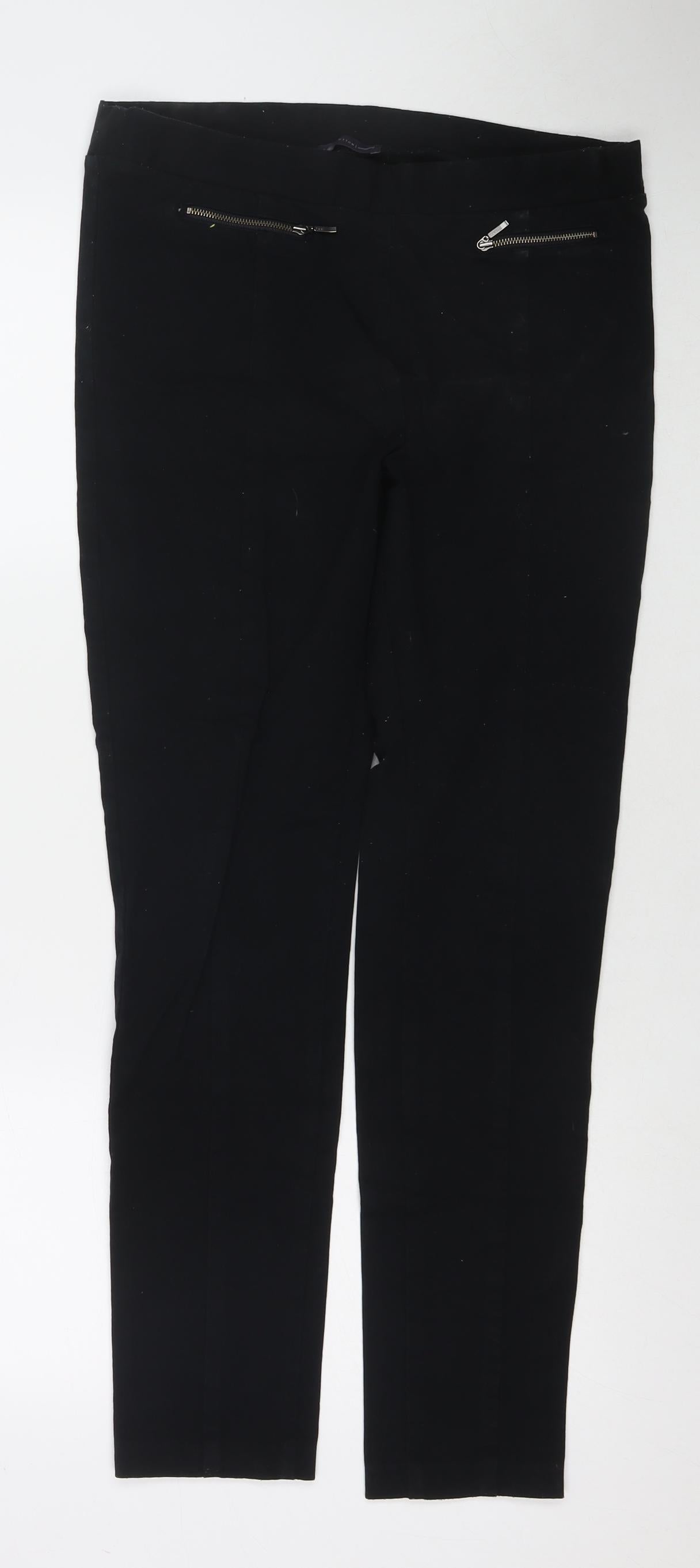 Marks and Spencer Womens Black Polyester Blend Trousers Size 32 in L29 in Regular