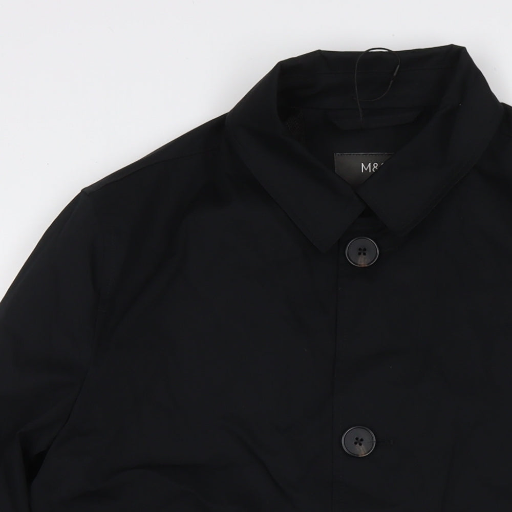 Marks and Spencer Mens Black Overcoat Jacket Size S Button