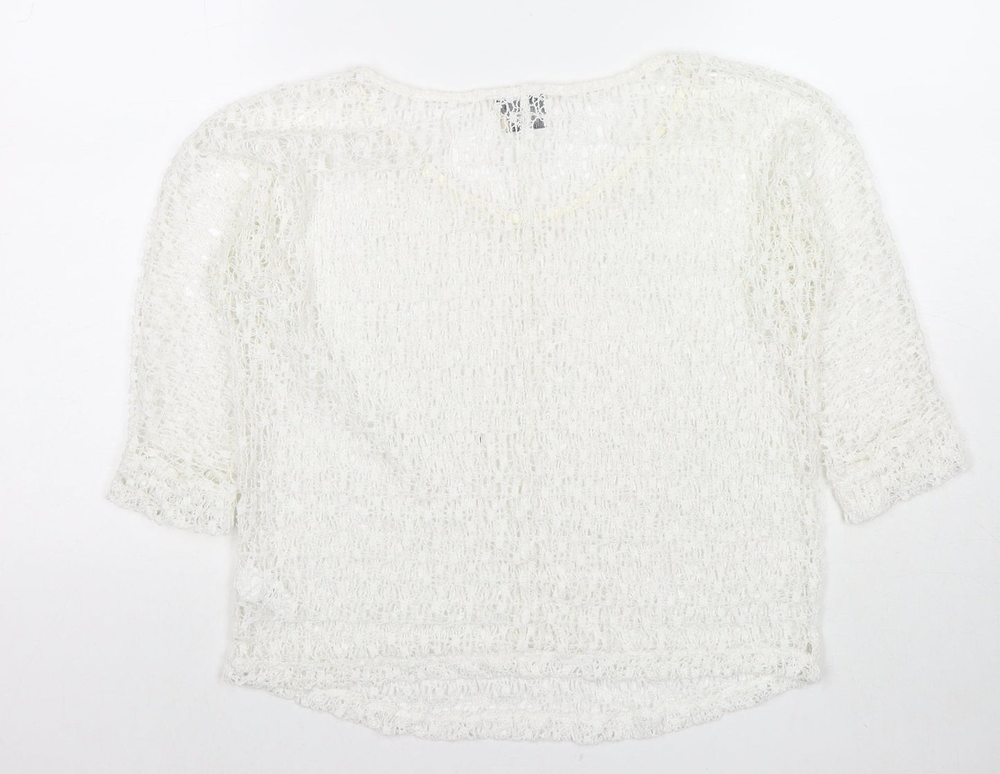 NEXT Womens White Polyester Basic Blouse Size 6 Round Neck