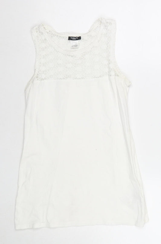 La Redoute Womens White Cotton Basic Tank Size 10 Round Neck - Size 10-12