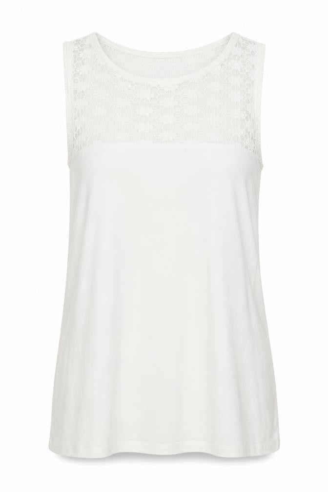 La Redoute Womens White Cotton Basic Tank Size 10 Round Neck - Size 10-12