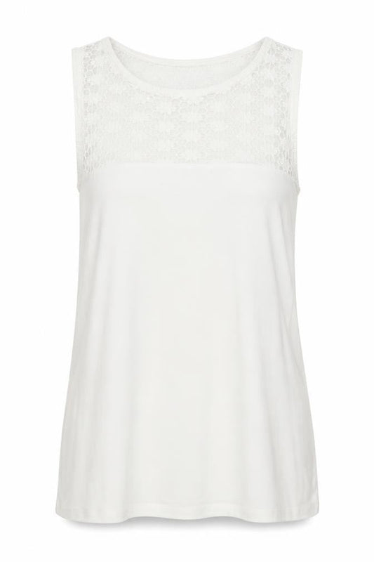 La Redoute Womens White Cotton Basic Tank Size 10 Round Neck - Size 10-12