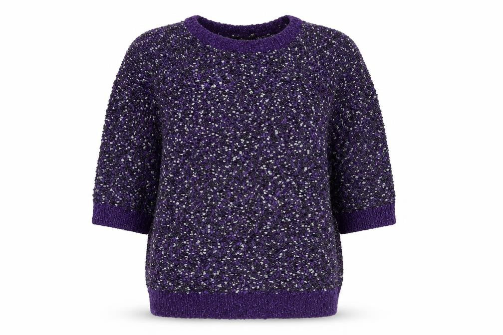 Bonmarché Womens Purple Round Neck Polyester Pullover Jumper Size L